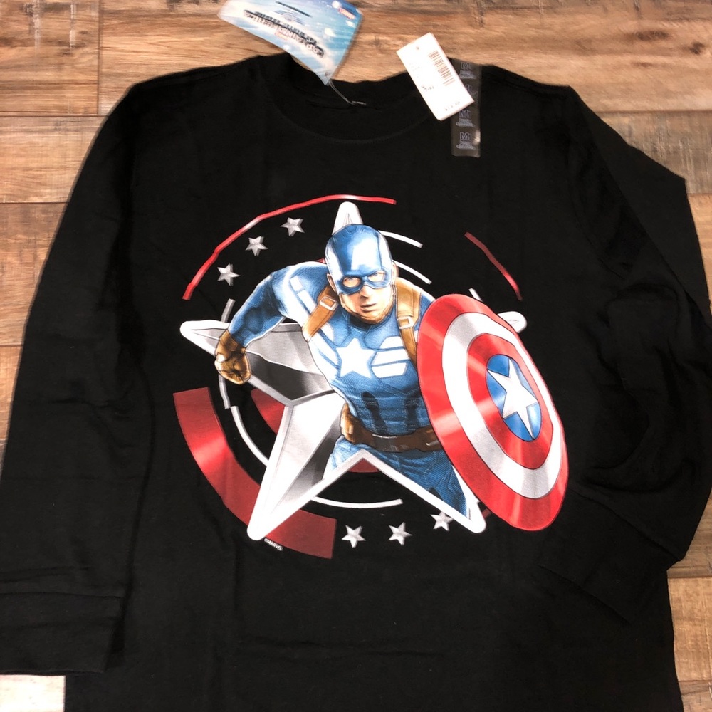 Boys New Captain America Long Sleeve Shirt